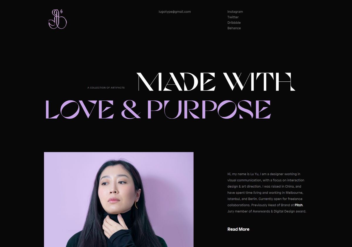 Screenshot of Lu Yu Portfolio, from the ux portfolios collection.