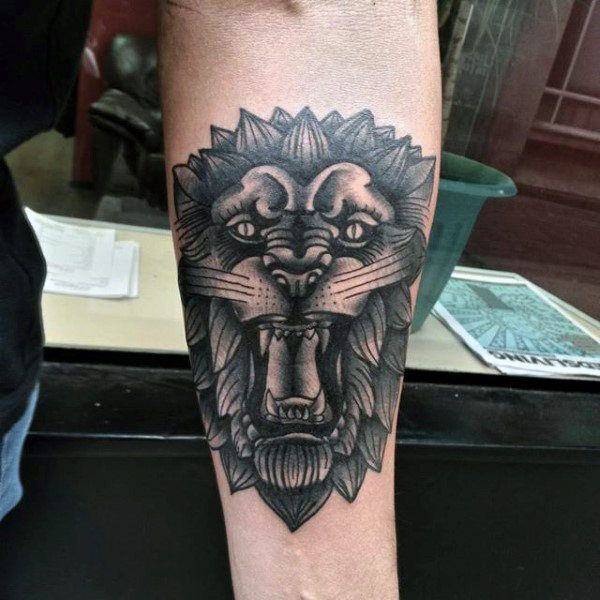 Tatouage Tete De Lion Rugissant Art