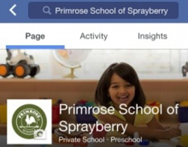 Screenshot of the Facebook page of Primrose school of Sprayberry