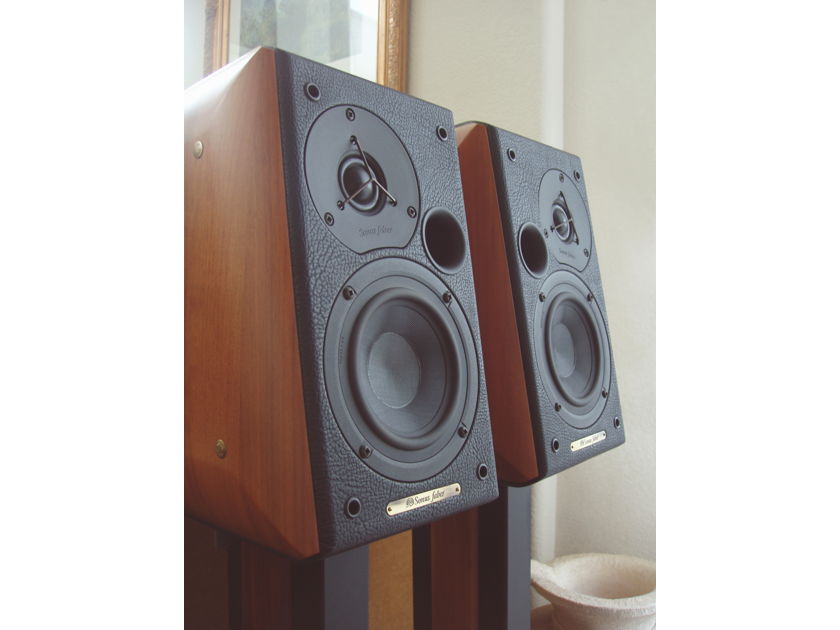 Pristine, Elegant Sonus faber Concertino Home Speakers  with Matching Wood Clad Metal Stands