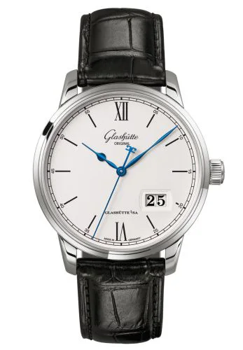 Senator Excellence Panorama Date Stainless Steel / Silver / Alligator -  Pin