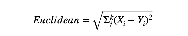 Euclid distance formula used to calculate the neighbors in KNN 