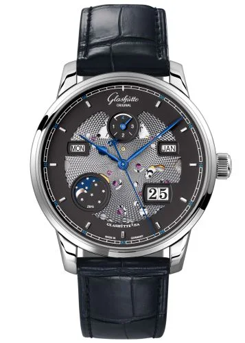 Senator Excellence Perpetual Calendar White Gold / Black-Skeleton/ Alligator / Folding