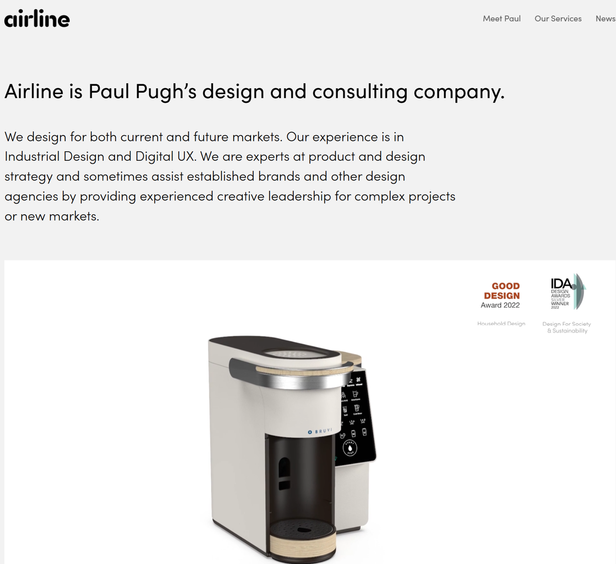 Screenshot of Airline / Paul Pugh, from the industrial design portfolios collection.