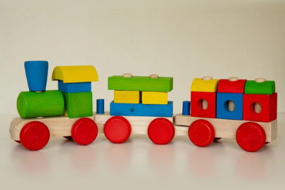 Train 3 section puzzle blocks wooden train - Image 5