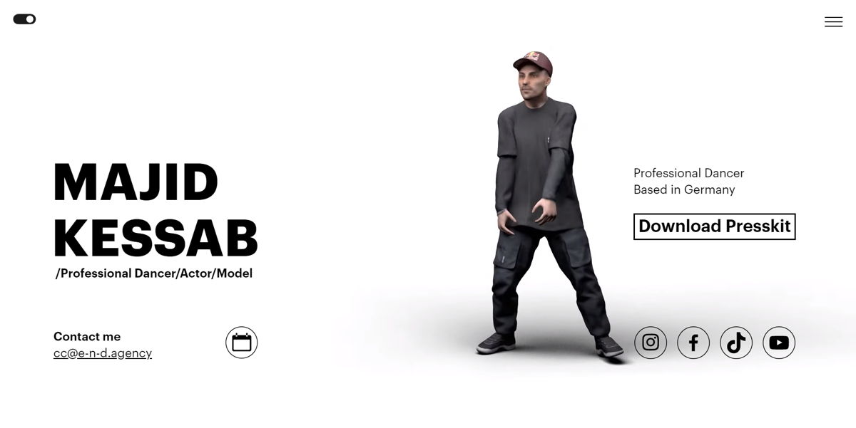 Screenshot of Majid Kessab, from the dancer websites collection.