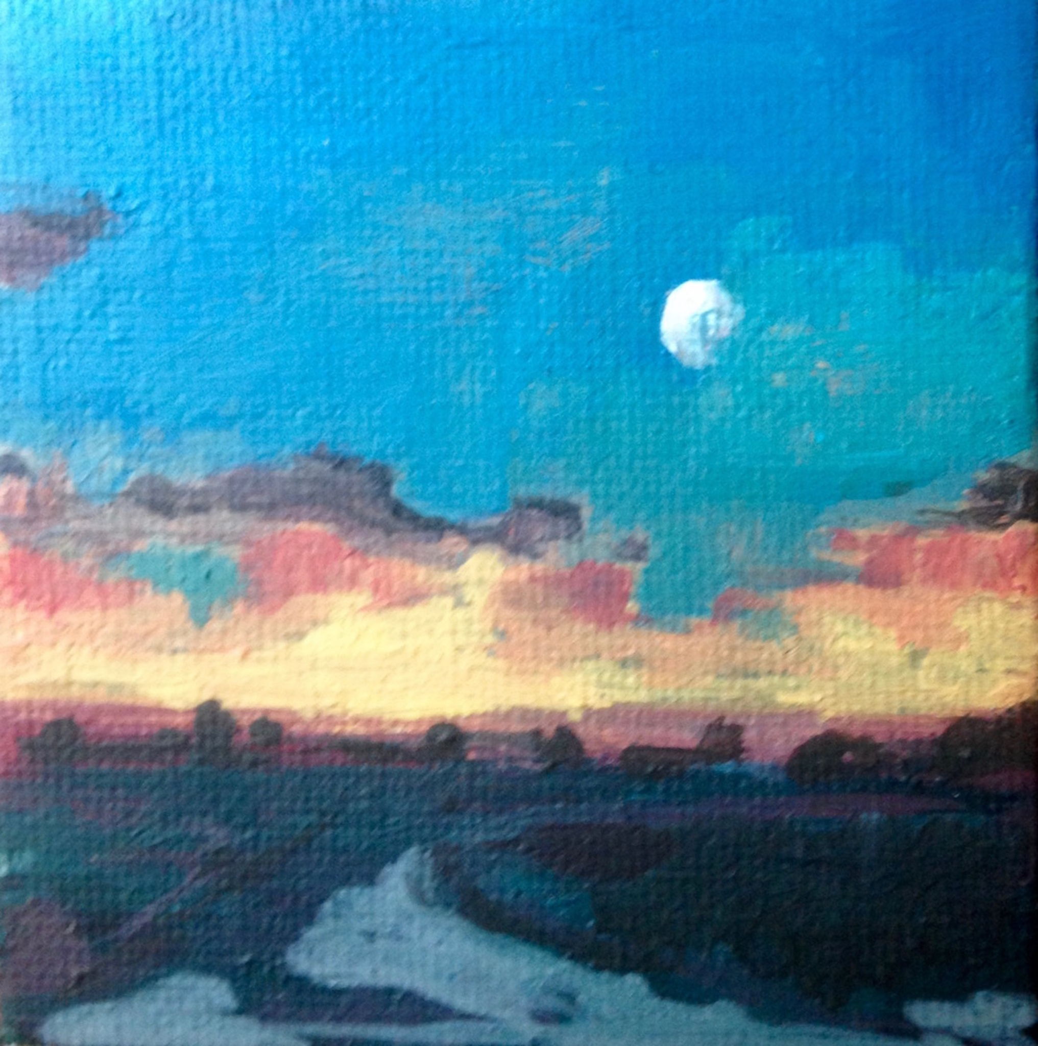 New moon over fields