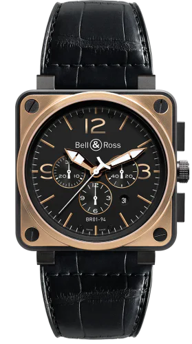 BR 01 94 Pink Gold & Carbon Officer Chronograph