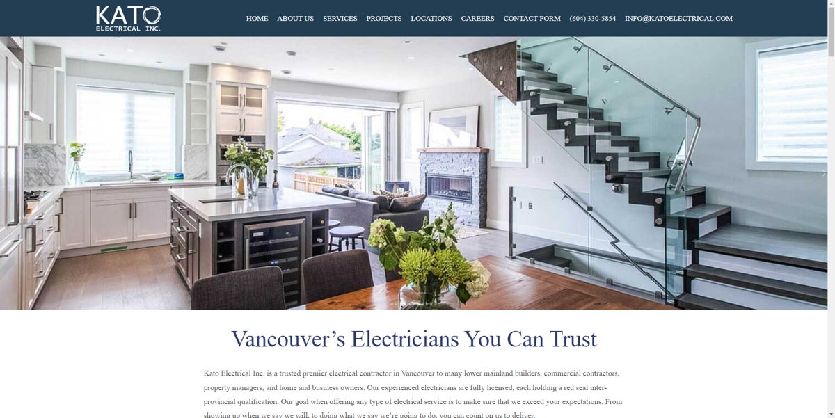 Screenshot of Kato Electrical, from the contractor websites collection.