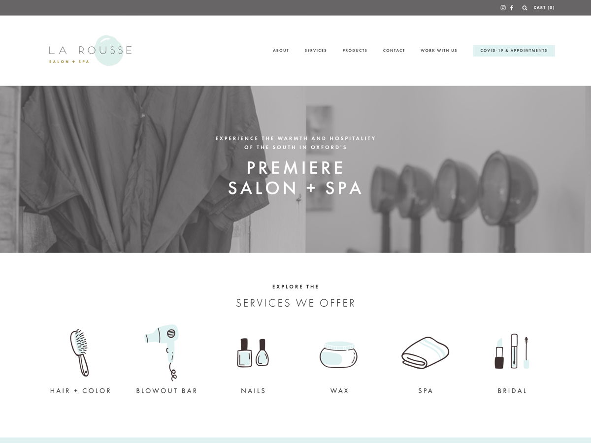 Screenshot of La Rousse Salon & Spa, from the salon websites collection.