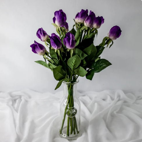 Purple Real Touch Rose Bud - Realistic Artificial Flowers - Image 2