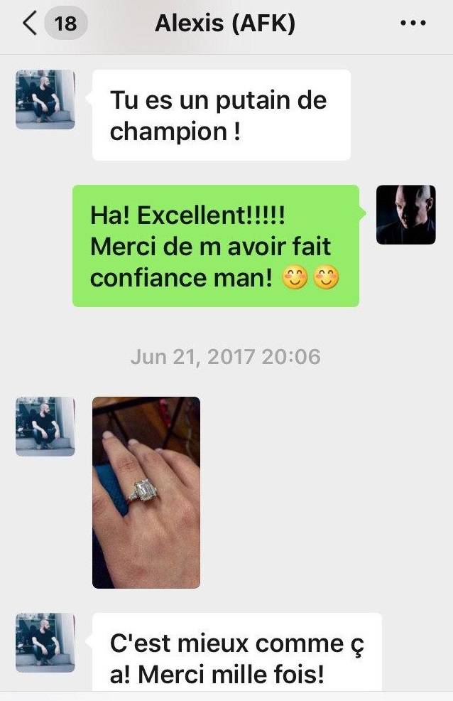 Alexis`s fiancée's engagement ring