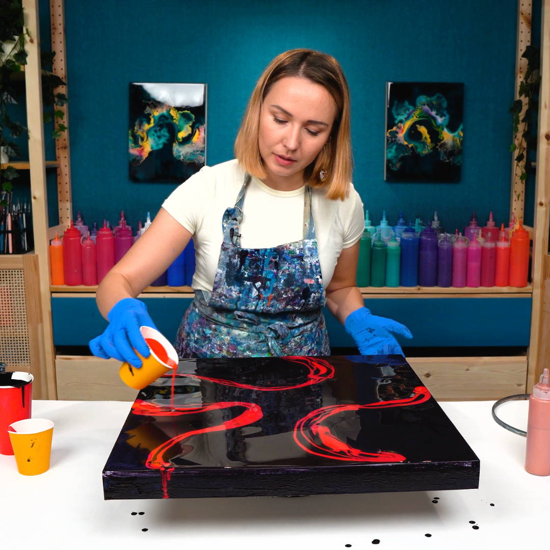 Fiery 3D Acrylic Pouring - Abstract Art with Olga Soby