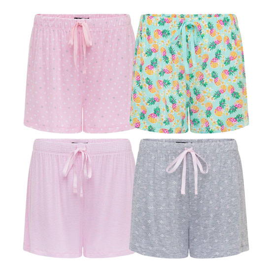 4 Pack Loungewear Hacci Set in Pineapple and Pink pattern 