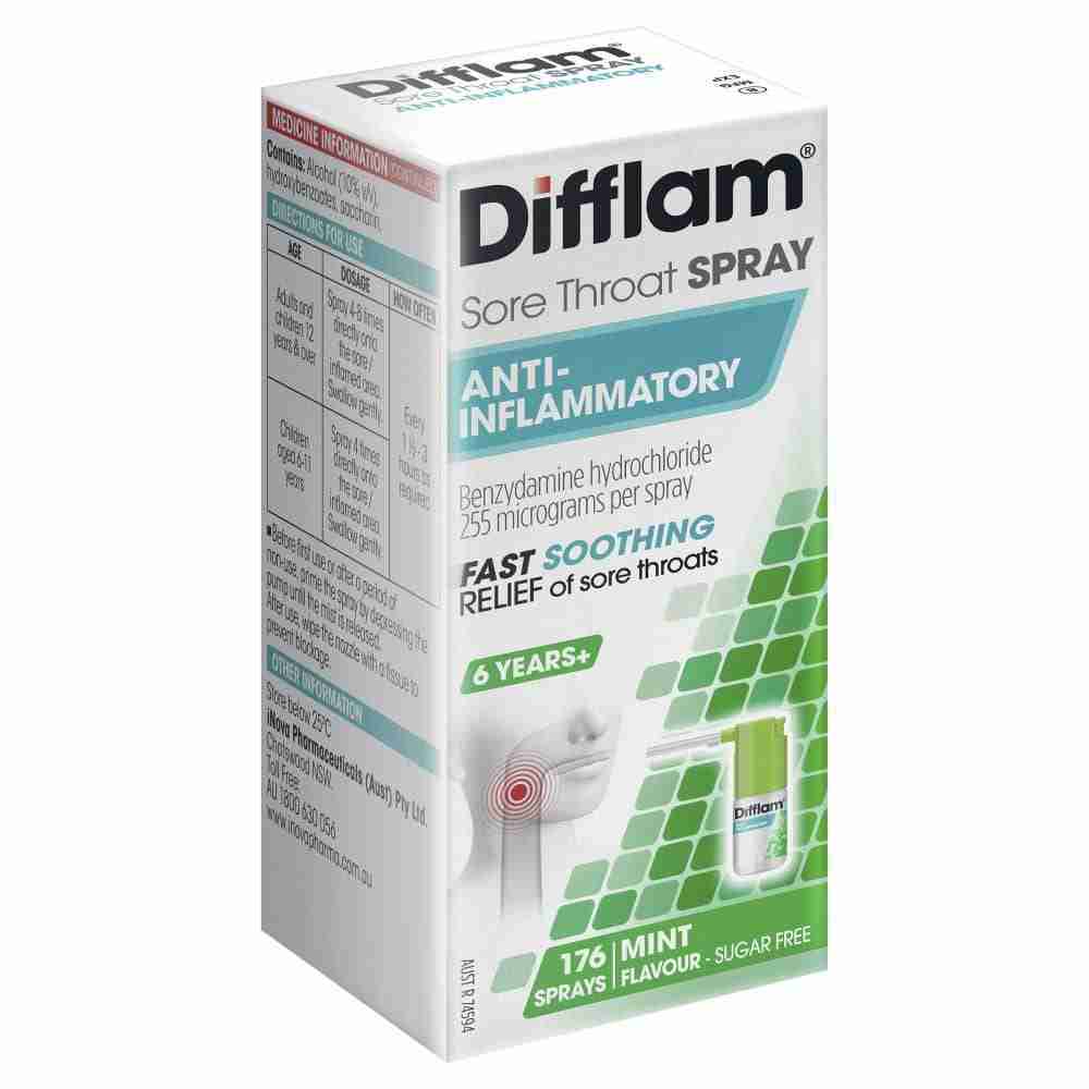 Difflam Sore Throat Spray 176 Sprays 30mL - Fresh Mint Anti-Inflammatory