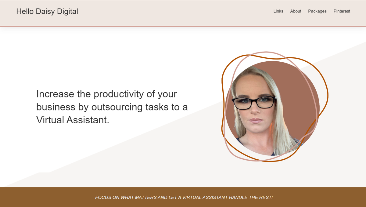 Screenshot of Hello Daisy Digital, from the virtual assistant websites collection.
