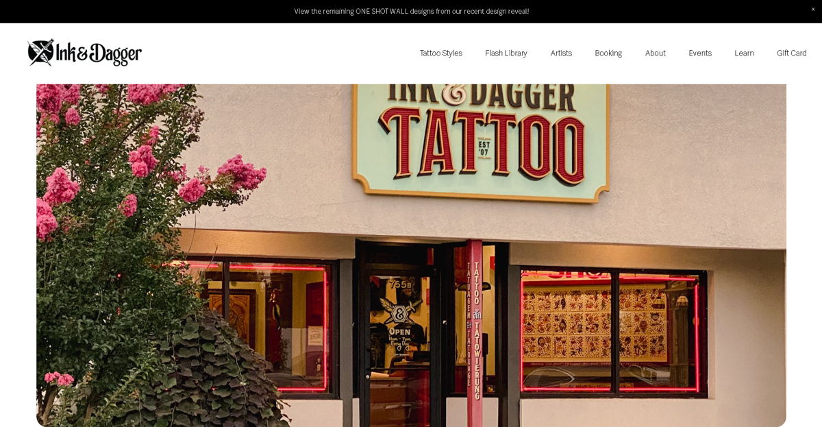 Screenshot of Ink & Dagger Tattoo, from the tattoo websites collection.
