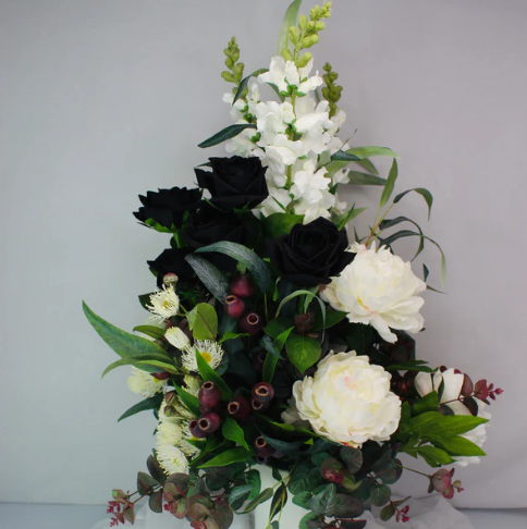 White and Black Beauty Arangement - Realistic Artificial Flowers