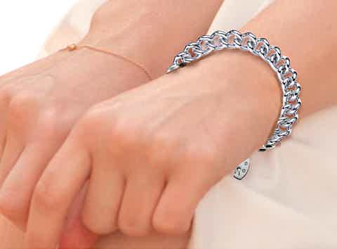 Sterling silver chunky link padlock bracelet