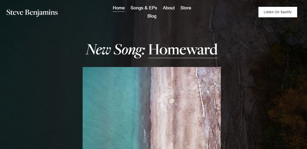 Screenshot of Steve Benjamins, from the simple & minimal websites collection.
