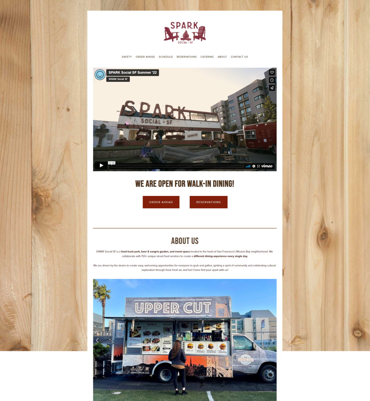 Screenshot of SPARK Social SF, from the food truck websites collection.