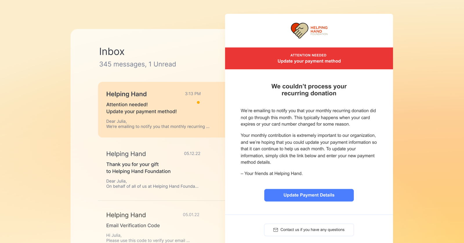 New automated email template: Recurring plan failed | Fundraise Up Blog