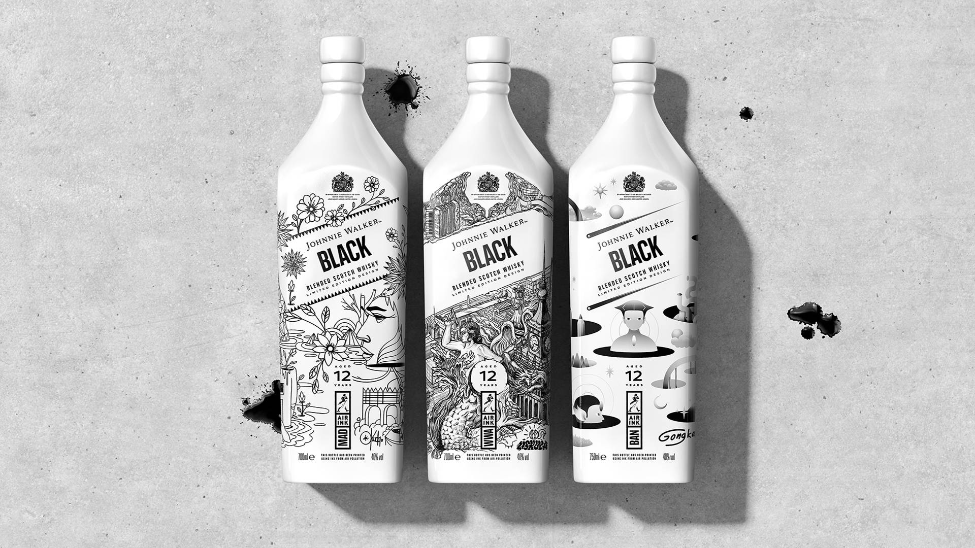 Featured image for Designed By Bulletproof, New Johnnie Walker Release Features Ink Made From Air Pollution