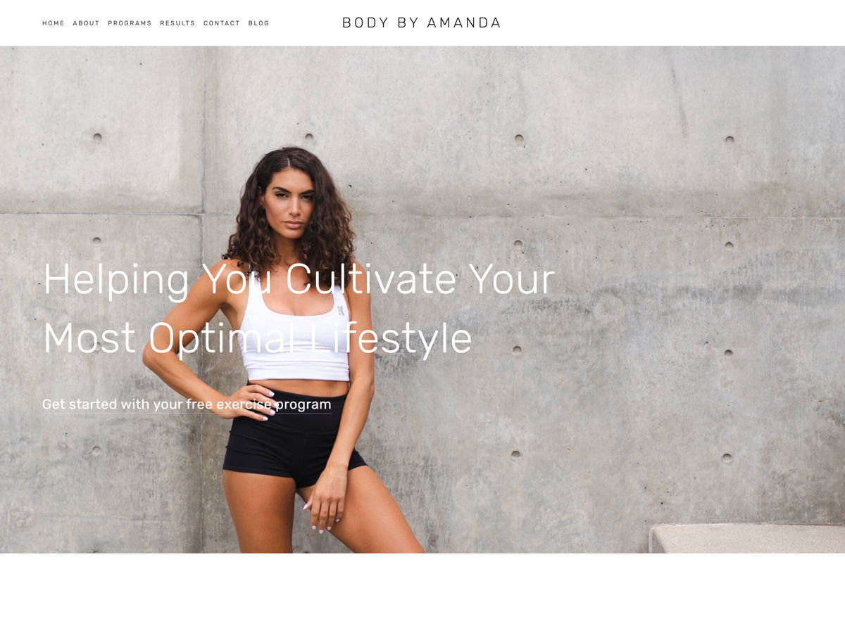 Screenshot of Body by Amanda, from the squarespace coaching websites collection.