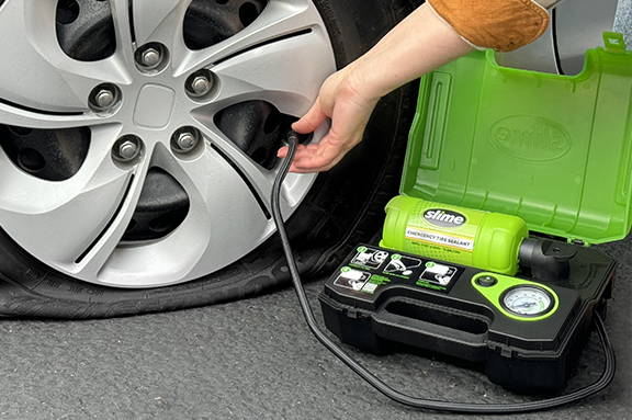 Slime Flat Tire Repair Kit in Use