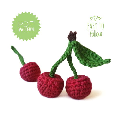 KERSEN haakpatroon PDF - Amigurumi Eten Haakspel Eten Schattig Haakpatroon Haak Kersen Eten Haakpatroon Haak Sleutelhanger