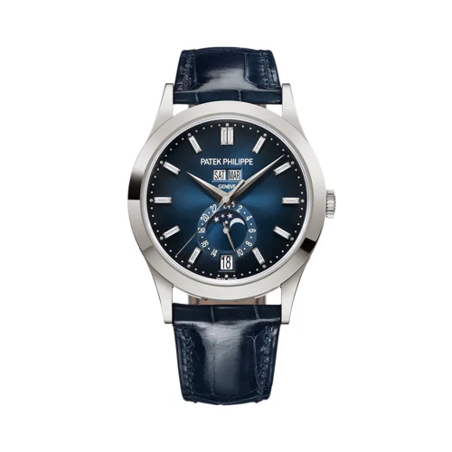 Patek Philippe Annual Calendar Blue Dial Baguette Diamond Indexes
