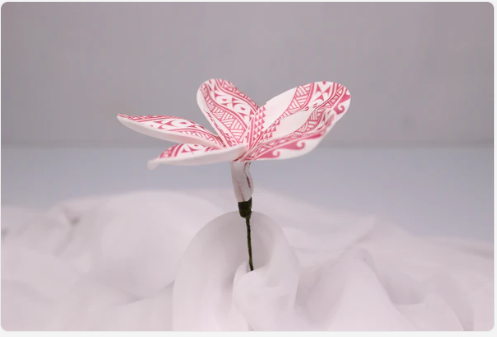 Blossom Tribal Tattoo Frangipani Real Touch (6 Pack) - Realistic Artificial Flowers - Image 2