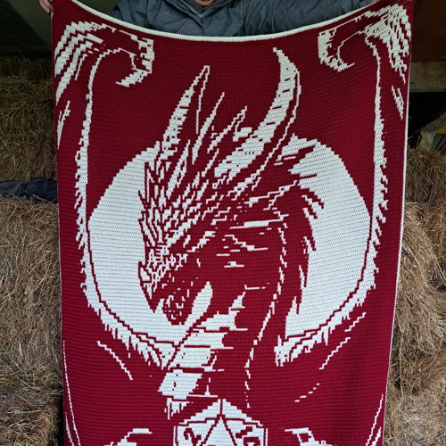 Draconic Dice | Dragon Overlay Mosaic Crochet Blanket PDF Pattern