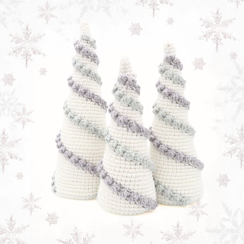 Conjunto de árvores de Natal de 3 tamanhos, padrões de crochê, Amigurumi