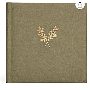 Olive Photo AlbumLuxury Linen Photo Album with Acid Free Pockets, Traditional Book Bound with Hard Cover, 200 Pockets for 4x6 photos, Photo Book for Wedding, Family Pictures, Anniversary, Baby Shower or Gift (Olive)