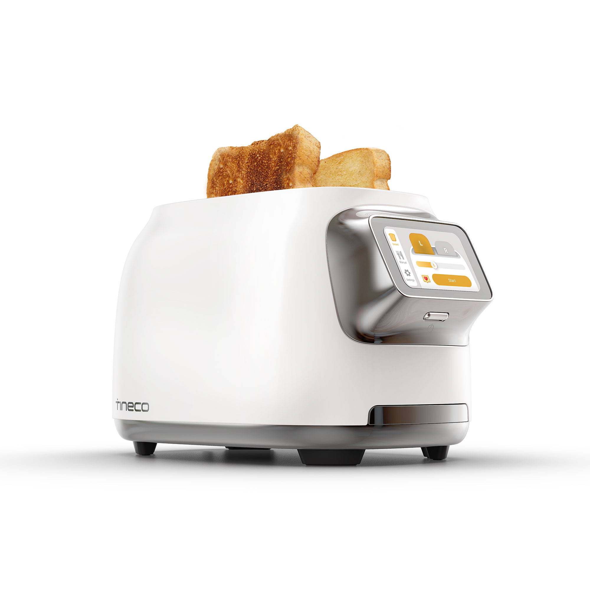 a small white toaster with a cookie on top