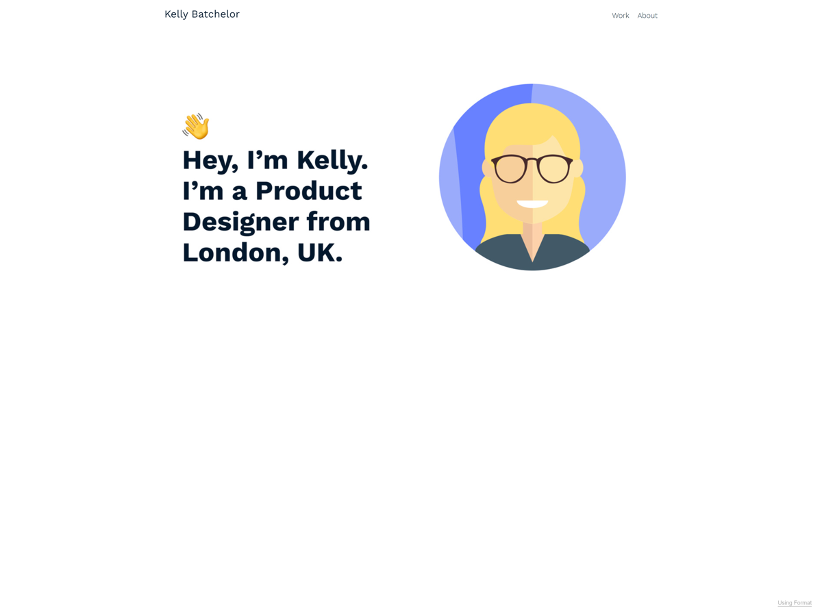 Screenshot of Kelly Batchelor, from the ux portfolios collection.