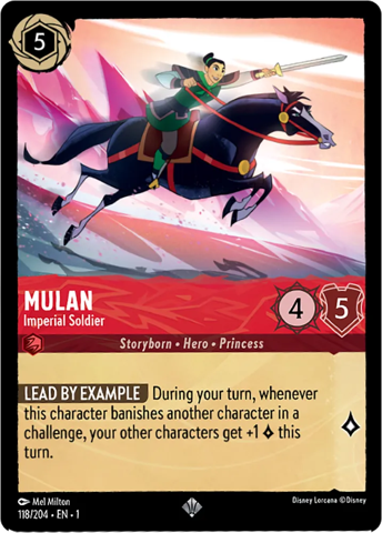 Mulan card from Disney's Lorcana Trading Card Game.