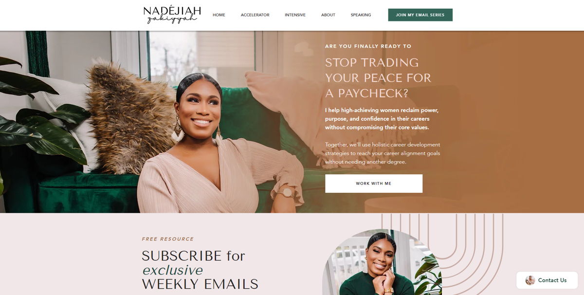 Screenshot of Nadéjiah Zakiyyah, from the advisor websites collection.