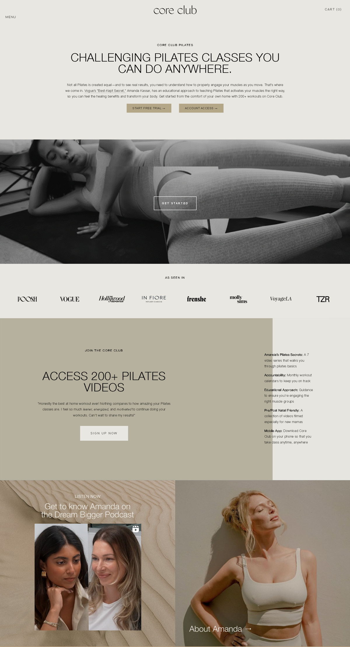 Screenshot of CORE CLUB, from the homepage examples collection.