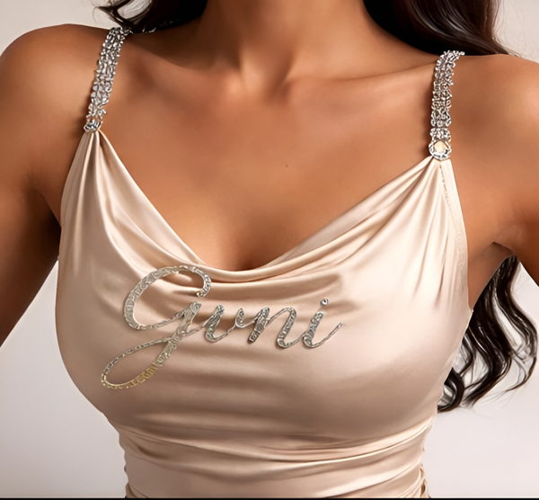Satin GVNI Diamanté Strap Top