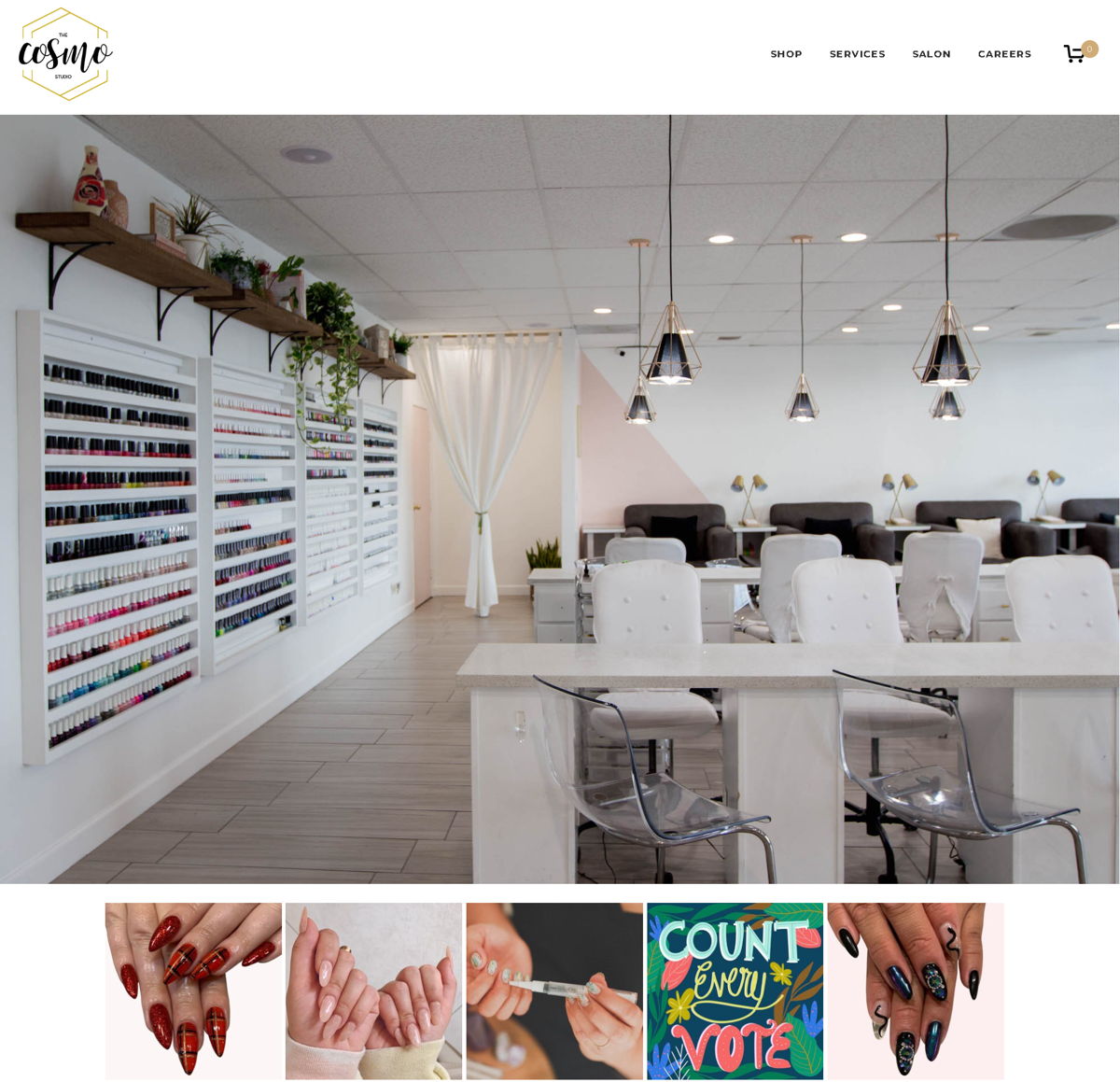 Screenshot of The Cosmo Studio, from the nail salon websites collection.