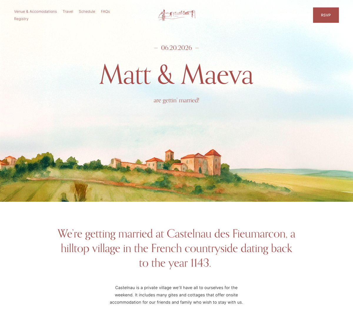 Screenshot of Matt & Maeva, from the wedding websites collection.