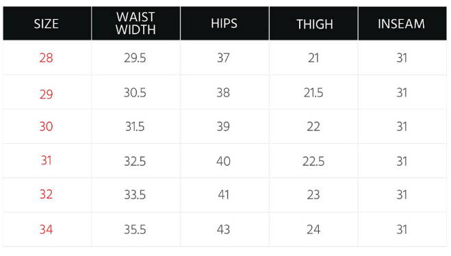 Men's Bottoms Size Guide – PENSHOPPE