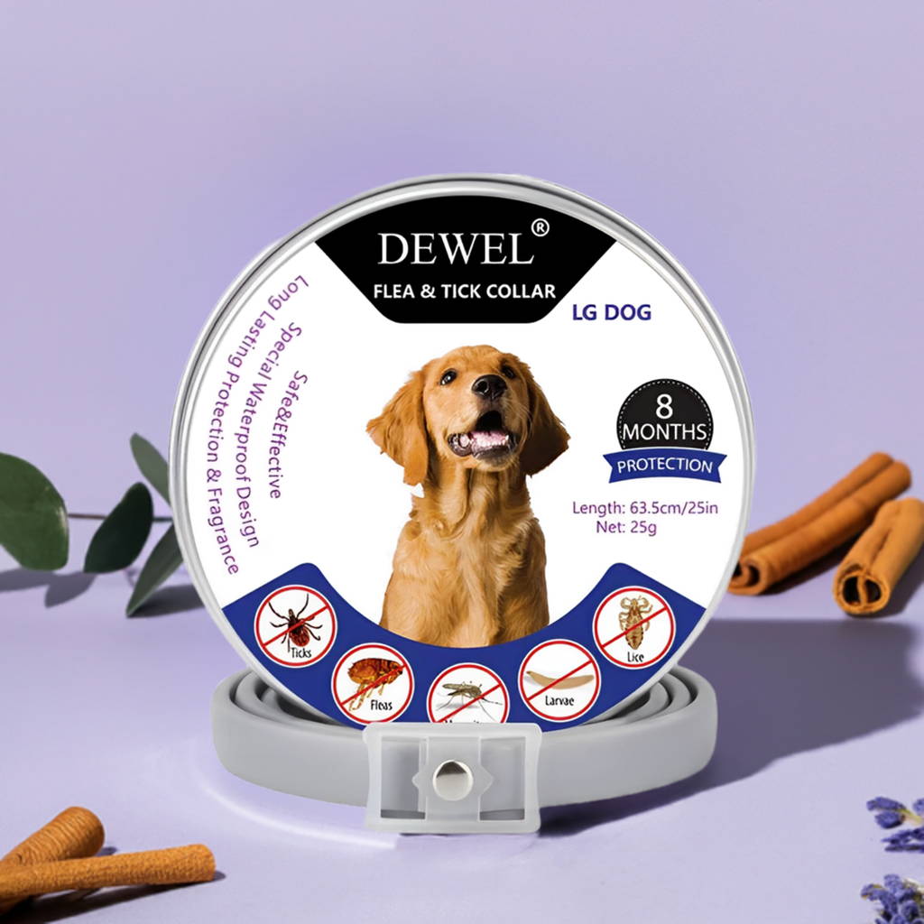 DEWEL Flea and Tick Collar for Dogs 8 Month Natural Protection for Small Large Dogs DEWELPRO LLC
