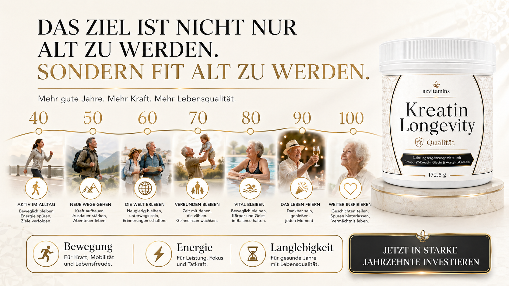 Langfristig denken, aktiv bleiben und selbstbestimmt altern.