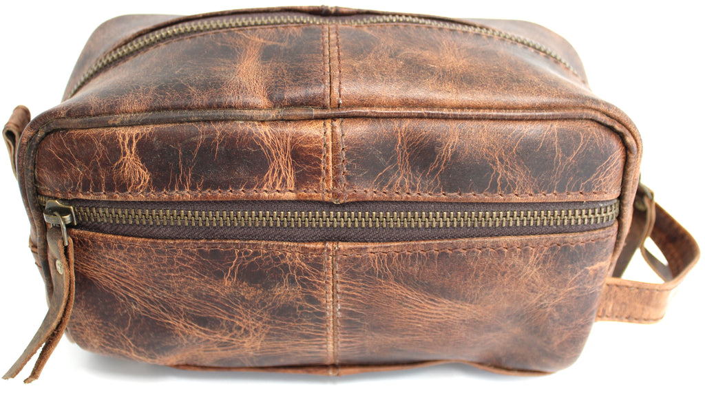 Quality Full Grain Genuine Hunter Leather Toiletry Bag - Image 8