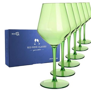Colored Wine Glasses Set of 6, Green