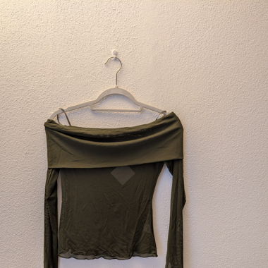 Sheer green off-shoulder top 