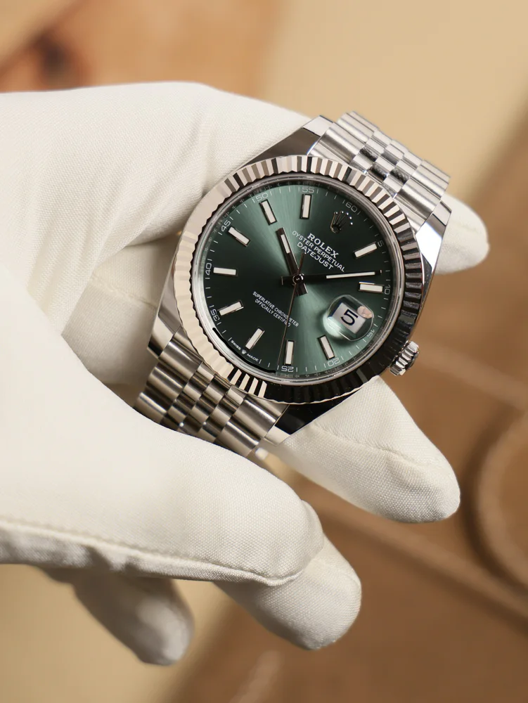 Mint Green Unworn Index Numerals Jubilee Bracelet, image 1